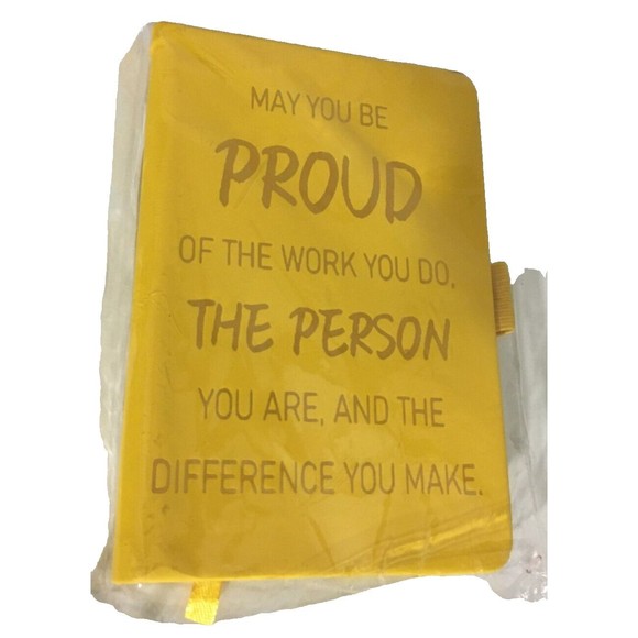JOURNAL: LINED PAGES JOURNAL, 5"X4"FAUX LEATHER YELLOW RECOGNITION JOB CAREER - Picture 1 of 5
